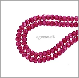 20 Synthetic Corundum / Ruby Rondelle Beads 4mm Red Fuchsia #64488 - Picture 1 of 1