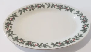Formalities Holly Gold Trim Baum Brothers Oval Serving Platter 14" x 10" - Picture 1 of 5