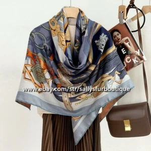70% Cashmere 30% Silk Belt Print Double Face Wrap Scarf Shawl - Picture 1 of 11