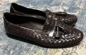 Cole Haan Bragano Schuhe Herren 10,5 N Braun Gewebtes Leder Quaste Halbschuhe ITALIEN - Bild 1 von 10