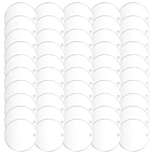 50 Pcs 3 Inch Acrylic Blanks with Hole Transparent Circle Ornament Clear4899 - Foto 1 di 8