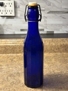 Rosenthal Netter 15 oz capacity cobalt blue ribbed snap closure bottle - Picture 1 of 13