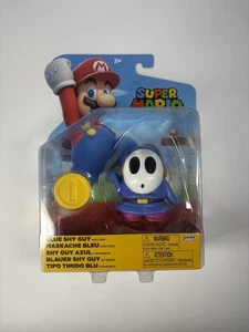 NUEVO Jakks Super Mario Bros. BLUE SHY GUY con accesorio MONEDA figura de juguete de acción de 4 pulgadas - Imagen 1 de 2