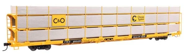 Walthers Mainline 910-8305 HO Scale 89' Flatcar Auto Rack Chesapeake & Ohio - Image 1 of 1