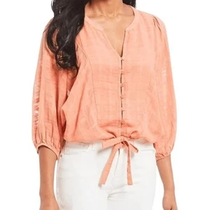 BLUSA SANTUARIO ROSA MELOCOTÓN MANGA LARGA CORDÓN CINTURA TALLA M NUEVA CON ETIQUETAS - Imagen 1 de 8