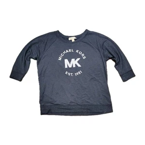 Michael Kors Black Studded MK Logo Sweater Pullover Sweatshirt 3/4 Sleeve Large - Picture 1 of 9