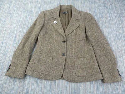Blazer para mujer Massimo Dutti talla 44 mezcla de lana marrón espiga botón Foto 1 de 4