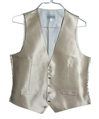 MEN'S M CHAMPAGNE FORMAL TUXEDO VEST, TIE, HANKIE & CUMMERBUND SET WEDDING, PROM - Image 1 of 4
