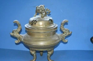 Very Large / Heavy (6 kg) Antique Chinese Bronze Lidded Censor,c1870 - Picture 1 of 12