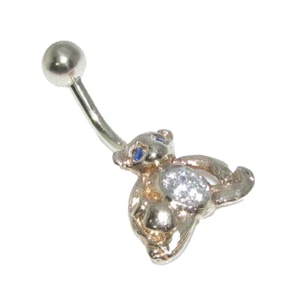Bellybar De Oso De Peluche De Oro Amarillo De 9 Quilates Para Mujeres - Imagen 1 de 6