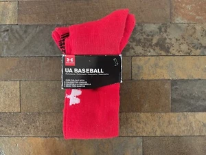 Under Armour Baseball OTC Performance Socks 2-Pack Size M, Red *Distressed Pkg - Picture 1 of 4