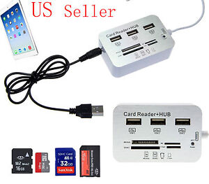 Card Reader Adapter+ 3-USB Hub Camera Connection Combo Kit for iPad Mini 4 5/Air
