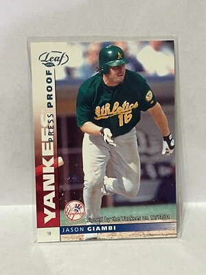 Leaf Press Proofs Platinum #132 2002 Jason Giambi - Serie #'d/25 Foto 1 de 2