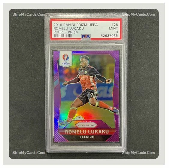 2016 Panini Prizm UEFA Euro Romelu Lukaku #26 Purple Prizm /99 MINT PSA 9 - Image 1 of 1
