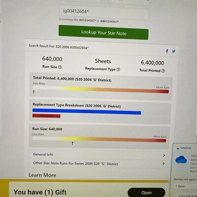 Rare 2006 $20 Dollar Bill Star Note Rare Serial Number Ig00412604* Star Note - Image 1 of 4