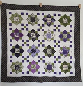 Handmade Floral Quilt Throw, Purple and Green, New and Smoke-Free Home - Picture 1 of 10
