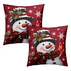 Christmas Snowman Throw Pillow Cover Winter Snow Pillow Cases Cotton Pillowca...