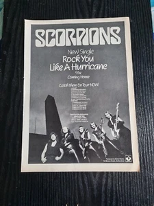 SCORPIONS ROCK HURRICANE ORIGINAL 1984 MUSIC ALBUM tour ADVERT 8.5X11" POSTER - Imagen 1 de 3