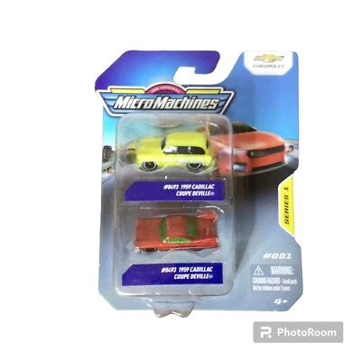 Micro Machines Series 1 #001 1950 Bel Air Wagon/ 1959 Coupe DeVille 2 Pack ERROR - Image 1 of 4