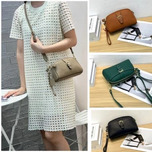 Real Leather Smart Small Buckle deco Cross body Shoulder Woman Bag 2-Compartment - Picture 1 of 14