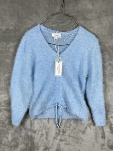 New With Tags No Comment NY*LA Blue Fuzzy Long Sleeve Sweater Women’s Size L - Picture 1 of 9