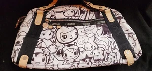 Tokidoki LeSportsac Tutti borsa a tracolla hobo borsa bianca nera portachiavi cerniera con foto - Foto 1 di 9