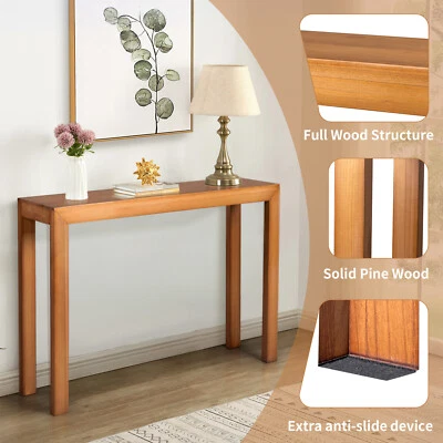 NUEVA Mesa Consola de Madera de Pino Mesa de Sofá Estrecha para Entrada Pasillo Marrón Claro Foto 1 de 4