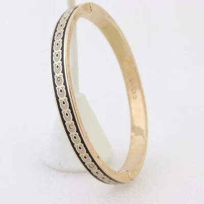 Brazalete Brazalete Vintage Coach Logo Estrás Esmalte Crema y Negro Tono Dorado Foto 1 de 4