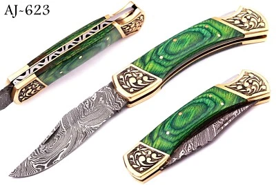 Navaja de bolsillo EveryDay Carry hoja plegable - hoja de acero Damasco forjada a mano 623 Foto 1 de 4