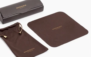 Brand New Oliver Peoples Hard Eyeglasses Case Glasses Brown Clamshell Cloth Rx S - Picture 1 of 3