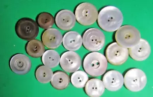 (20) ANTIQUE VINTAGE 1/2"-3/4" GRAY/WHITE PEARL SHELL 2-HOLE CRAFT BUTTONS 6/50 - Picture 1 of 2
