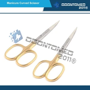 Manicure Nail & Cuticle Scissors curved Gold - Picture 1 of 4