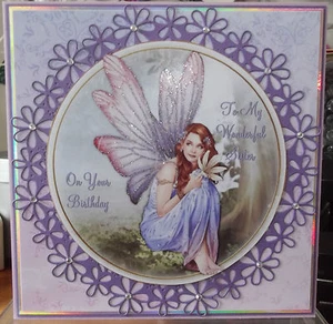 HANDMADE PERSONALISED FANTASY PAGAN SISTER BIRTHDAY CARD WITH A SPRING FAIRY - Picture 1 of 4
