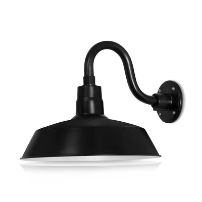 14-inch Industrial RLM Gooseneck Barn Light Fixture - 10 in. Long Gooseneck Arm - Image 1 of 4