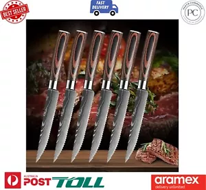 Damascus Steak Knife Set Stainless Steel Steak Knives Meat Cleaver Slicing Knife - Picture 1 of 8