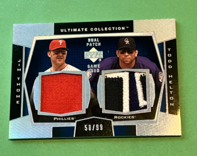 2003 UD ULTIMATE COLLECTION /99 JIM THOME TODD HELTON DUAL PATCH HOF GAME USED - Image 1 of 2