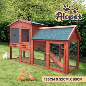 Alopet Rabbit Hutch Chicken Coop Bunny House Run Cage Wooden Outdoor Pet Hutch - Picture 1 of 11