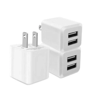3er Pack, USB Wand Ladegerät, Dual Port USB Cube Netzteil Ladegerät Stecker - Bild 1 von 8