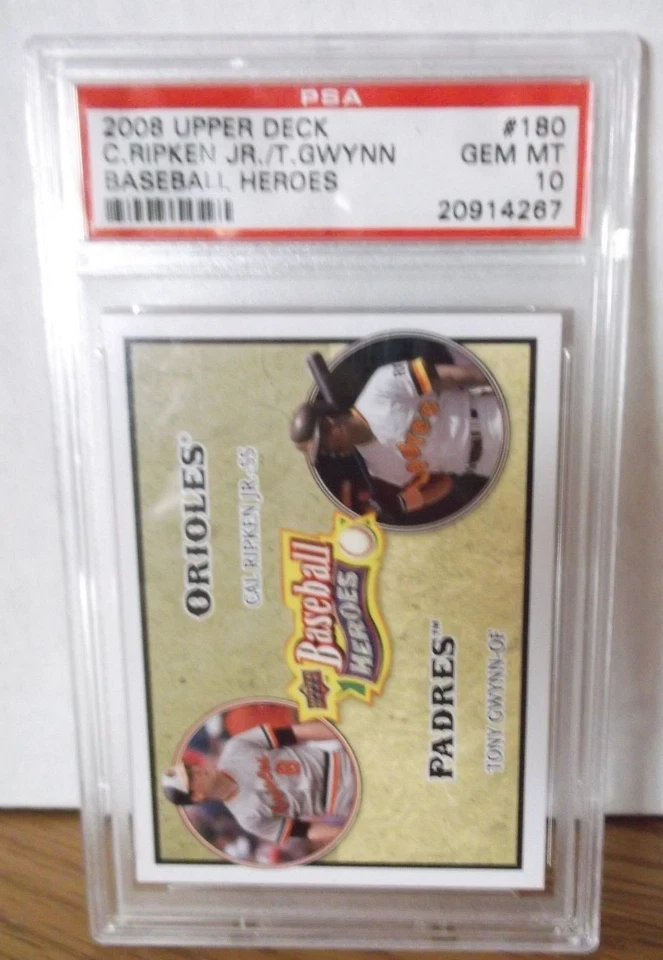 2008 Upper Deck #180 Cal RIPKEN Jr. Tony GWYNN BASEBALL HEROES - PSA 10 Gem Mint - Image 1 of 1