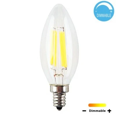 💡 4 Greenlite Dimmable Chandelier LED Filament Light Bulbs 4w = 40 Watt E12 B10 - Image 1 of 3