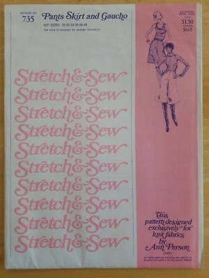 LONG SKORT GAUCHO STRETCH & SEW ANN PERSON KNIT FABRIC Sewing Pattern 735 - Image 1 of 3