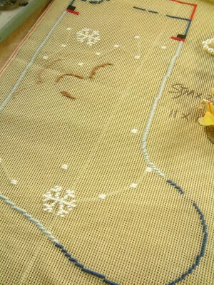 Snowflake Preworked Christmas Stocking Needlepoint Canvas - Image 1 of 2