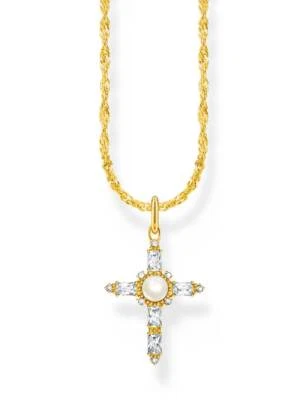 Thomas Sabo KE2296-445-14-L45V Collana placcata oro con ciondolo a croce Cros... - Immagine 1 di 3