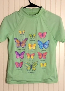 Land's End Girl Short Sleeve Shirt with Butterflies Size L 14 - Picture 1 of 4
