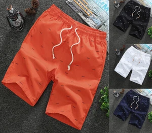 Man's Casual Sport Shorts Chino Summer Beach Joggers Pants Twill Cotton Slim Fit - Picture 1 of 14