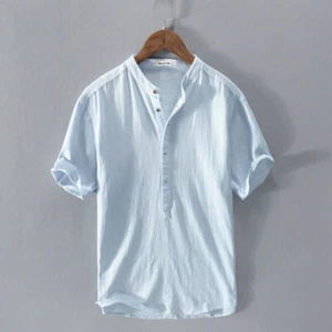 New Summer Minimalist Cotton and Linen Casual Men's Shirt - Picture 1 of 17