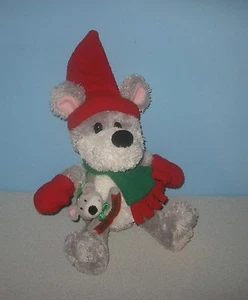 10" Commonweath Christmas Mouse Stuffed Plush w/ Attatched Ornament - Picture 1 of 1