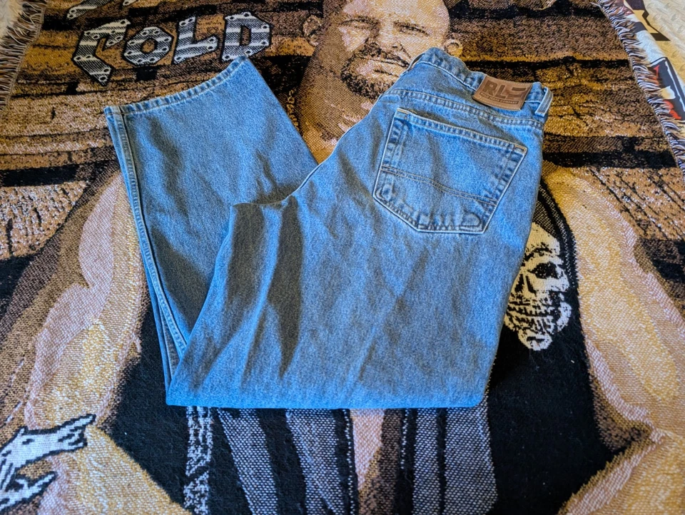 Vintage Ralph Lauren RL Jeans Mens 36x30 Blue Denim Straight Leg Baggy Loose Fit - Image 1 of 4