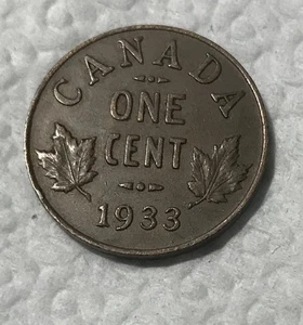 Vintage 1933 Canada One Cent Coin VF - Picture 1 of 2