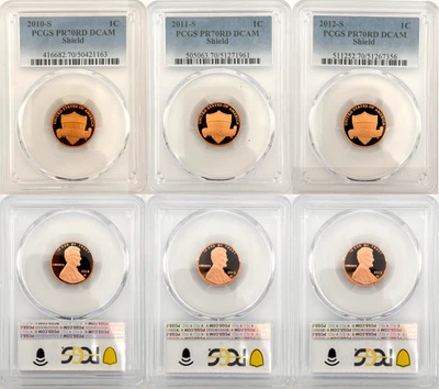 2010, 2011, 2012 "S" PCGS 70 RD DCAM Proof Lincoln Cent Three Coin Set - Image 1 of 4